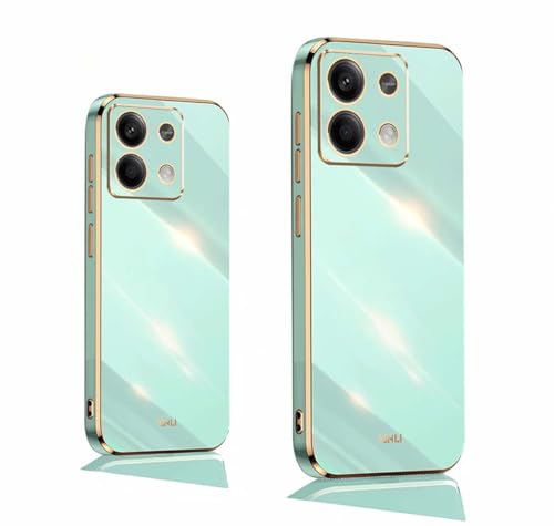 PEIYE Hülle für Xiaomi Redmi Note 13 4G, Stoßfeste Bumper Silikon Schutzhülle, Weiche TPU Handyhülle mit Glänzender Oberfläche & Goldenen Kanten, Cover Case, Grün von PEIYE