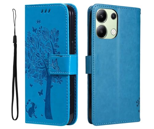 PEIYE Hülle für Xiaomi Redmi Note 13 4G - Handyhülle mit Flip Leder, Stoßfeste Silikon Bumper, Schutzhülle mit Kartenfach & Wallet, Ständer & Magnetverschluss - Cover Case -Blau von PEIYE