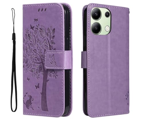 PEIYE Hülle für Xiaomi Redmi Note 13 4G - Handyhülle mit Flip Leder, Stoßfeste Silikon Bumper, Schutzhülle mit Kartenfach & Wallet, Ständer & Magnetverschluss - Cover Case -Lila von PEIYE