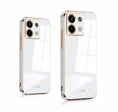 PEIYE Hülle für Xiaomi Redmi Note 13 5G, Stoßfeste Bumper Silikon Schutzhülle, Weiche TPU Handyhülle mit Glänzender Oberfläche & Goldenen Kanten, Cover Case, Weiß PEIYE Hülle für Xiaomi Redmi Note 13 5G, Stoßfeste Bumper Silikon Schutzhülle, Weiche TPU Handyhülle mit Glänzender Oberfläche & Goldenen Kanten, Cover Case, Weiß von PEIYE