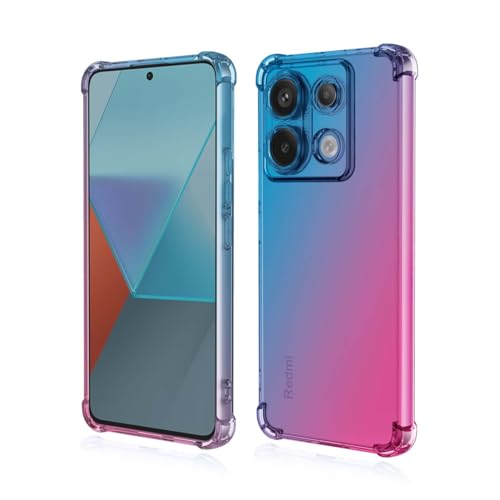 PEIYE Hülle für Xiaomi Redmi Note 13 Pro 5G / Poco X6 5G, Stoßfeste Weiche Silikon Handyhülle mit Bumper, Antischock-Silikon-Ecken, Halbtransparente Gradientenfarbe- Schutzhülle Cover Case -Blau Rosa von PEIYE