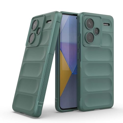 PEIYE Hülle für Xiaomi Redmi Note 13 Pro Plus 5G (Pro+), Stoßfeste Handyhülle aus Weichem Silikon-TPU, mit Bumper und Rutschfestem Seitengriff, Schutzhülle für Optimalen Schutz, Cover Case -Grün von PEIYE