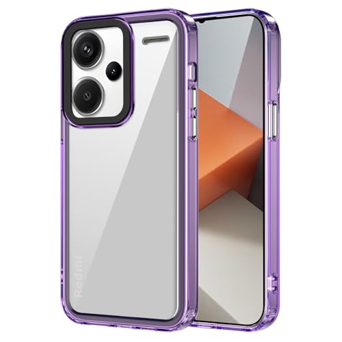 PEIYE Hülle für Xiaomi Redmi Note 13 Pro Plus 5G (Pro+), Transparente Handyhülle mit Weichem TPU Silikon Rahmen und Harter Klaren Rückseite, Stoßfeste Schutzhülle, Bumper Case Cover -Lila Rahmen von PEIYE