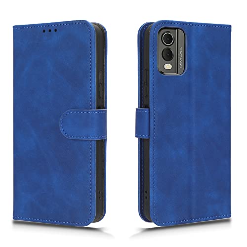 PEIYE Leder Folio Hülle für Nokia C32, Flip Handyhülle, Hochwertige Lederhülle Mit Kartenfächern Und Horizontale Standfunktion -Blau von PEIYE
