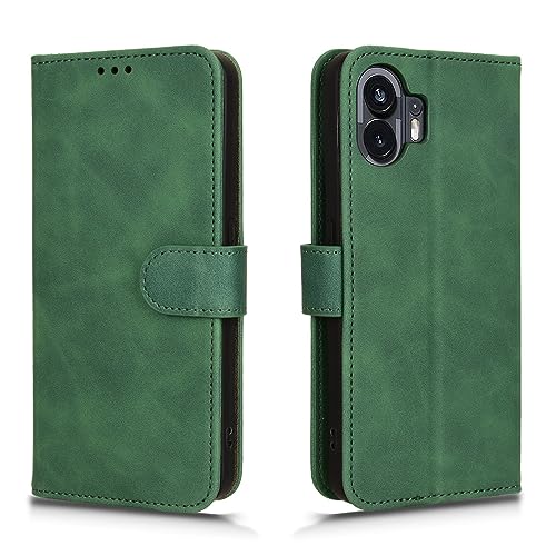 PEIYE Leder Folio Hülle für Nothing Phone 2, Flip Handyhülle, Hochwertige Lederhülle Mit Kartenfächern Und Horizontale Standfunktion (Grün) von PEIYE