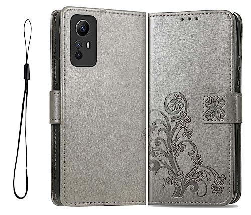 PEIYE Leder Folio Hülle für Xiaomi Redmi Note 12S 4G, Flip Handyhülle, Hochwertige Lederhülle Mit Kartenfächern Und Horizontale Standfunktion,Grau von PEIYE