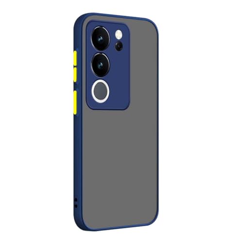 PEIYE Soft TPU Hülle für Vivo V29 5G - Stoßfest, Handyhülle (Schutzhülle Case Cover) mit Kontrastierenden Farbtasten - Transparente Matte Rückseite - Blau von PEIYE