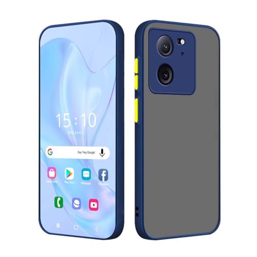 PEIYE Soft TPU Hülle für Xiaomi 13T / Xiaomi 13T Pro - Stoßfest, Handyhülle (Schutzhülle Case Cover) mit Kontrastierenden Farbtasten - Transparente Matte Rückseite - Blau von PEIYE