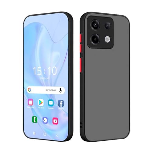 PEIYE Soft TPU Hülle für Xiaomi Redmi Note 13 Pro 5G / Poco X6 5G - Stoßfest, Handyhülle (Schutzhülle Case Cover) mit Kontrastierenden Farbtasten - Transparente Matte Rückseite - Schwarz von PEIYE