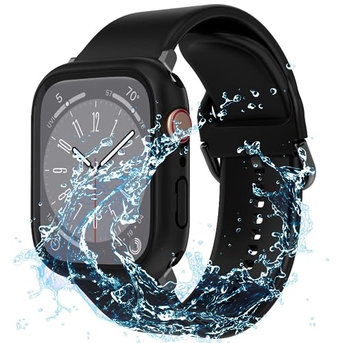 PEIYUI 100 m wasserdichtes Gehäuse für Apple Watch Serie SE 8/7, 45 mm, 100% hochwertiges weiches Silikon-Uhrenarmband, stoßfest, robuste Schutzhülle für Apple Watch (DIY-Montagemodelle) von PEIYUI