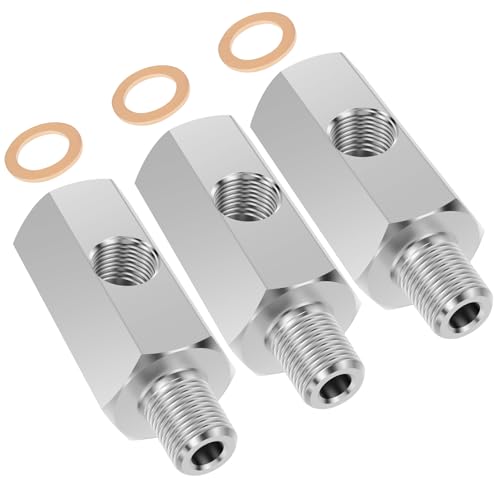 Öldrucksensor Adapter 1/8 3-Wege NPT Öldrucksensor-T-Stück Edelstahl Öldruckschalter Adapter für Motoren Mechanisches von PEIZHIYC