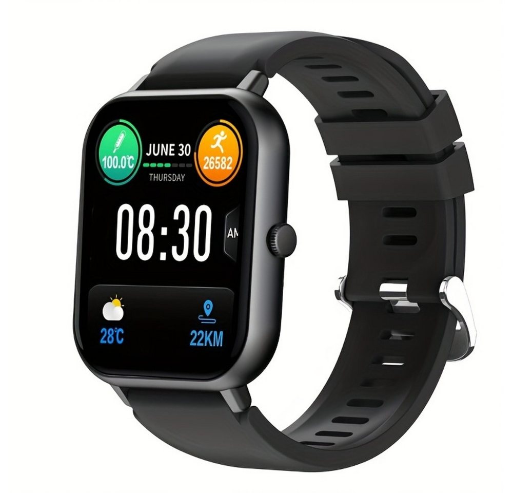 PEJE Fur Herren Damen mit Legierungs-Körper, USB-Ladung, 240p TFT-Display Smartwatch (1.83 cm, Andriod iOS), mit 100+Sportmodi,100+Gesichter eingebaute Spiele AI-Stimmesteuerung von PEJE