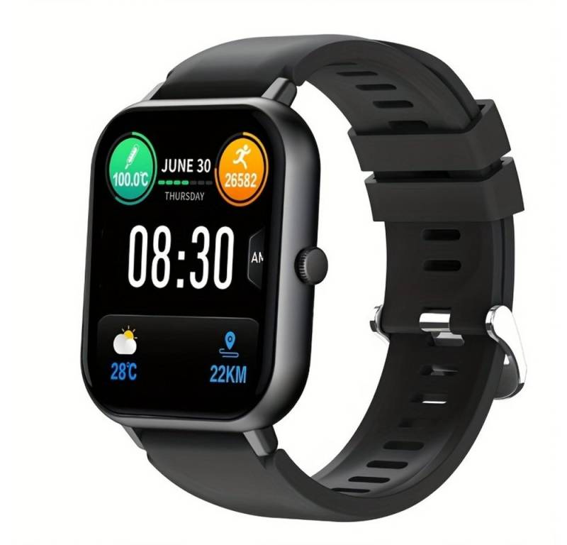 PEJE Fur Herren Damen mit Legierungs-Körper, USB-Ladung, 240p TFT-Display Smartwatch (1.83 cm, Andriod iOS), mit 100+Sportmodi,100+Gesichter eingebaute Spiele AI-Stimmesteuerung von PEJE