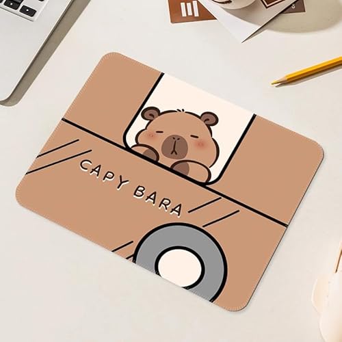 PEKNUX Capybara Quadratisches Mauspad, Niedliches Handbemaltes Desktop-Büro-Entertainment-Tastatur-Handgelenkpad von PEKNUX