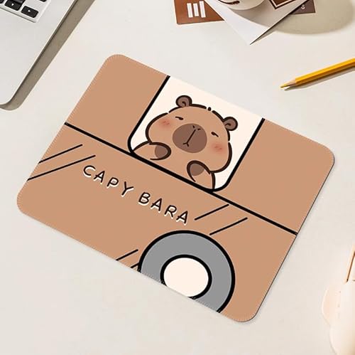 PEKNUX Capybara Quadratisches Mauspad, Niedliches Handbemaltes Desktop-Büro-Entertainment-Tastatur-Handgelenkpad von PEKNUX