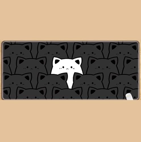 PEKNUX Katzen-Mauspad, Extra Groß, Schwarz, Schlicht, Niedlich, Cartoon-Büro, Computer, Tastatur, Schreibtischunterlage, Verdickt 3 Mm PEKNUX Katzen-Mauspad, Extra Groß, Schwarz, Schlicht, Niedlich, Cartoon-Büro, Computer, Tastatur, Schreibtischunterlage, Verdickt 3 Mm von PEKNUX
