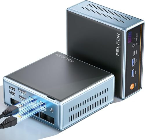 PELADN WO4 Mini PC, AMD Ryzen5 5700U (8C/16T bis zu 4.3Ghz), 16GB DDR4 3200MHz, 512GB NVME SSD Desktop Computer, Triple Output/WiFi6/BT5.2/DP1.4/HDMI2.0/USB3.2/Win11 Pro für Gaming/Büro/Zuhause von PELADN
