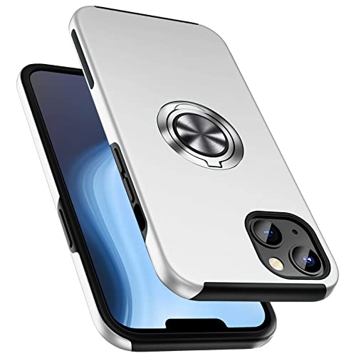 PELEPUES Stoßfeste Schutzhülle für iPhone 14 6,1 Zoll, [Eingebetteter Fingerring] Militärqualität Handyhülle mit verstärktem Metallständer Kickstand [unterstützt magnetische Autohalterung] für iPhone von PELEPUES
