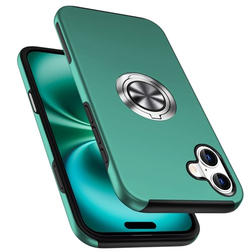PELEPUES Stoßfeste Schutzhülle für iPhone 16 Plus 17,5 cm (6,7 Zoll), [eingebetteter Fingerring] Handyhülle in Militärqualität mit verstärktem Metallständer und Ständer [unterstützt magnetische von PELEPUES