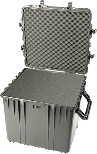 PELI 0370 Extra Tiefer Schutzkoffer für den Sicheren Transport von Fragilem Equipment, IP67 Wasserdicht, 227L Volumen, Mit Schaumstoffeinlage (Anpassbar), Schwarz von PELI