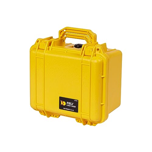 PELI 1300 Extrem Widerstandsfähiger Professioneller Kamerakoffer, IP67 Wasser- und Staubdicht, 6L Volumen, Mit Schaumstoffeinlage (anpassbar), Gelb von PELI