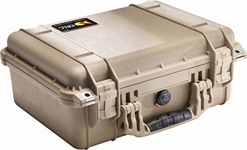 PELI 1450 Wasserdichter Schutzkoffer für Elektronische Ausrüstung, IP67-Zertifiziert, 15L Volumen, kein Schaum, Desert Tan von PELI