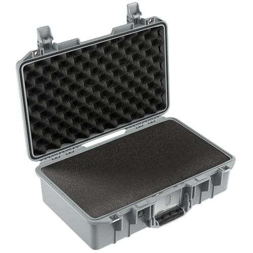 PELI 1485Air Leichtgewichtiger Trolley zum Schutz für Kamera Equipment, Wasser- und Staubdicht, 18L Volumen, Mit Schaumstoffeinlage (Anpassbar), Farbe: Silber von PELI