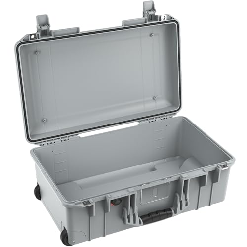 PELI 1535 Air Leichter Schutzkoffer mit Rollen for Kameraequipment, Wasser- und Staubdicht, 27L Volumen, Ohne Schaumstoffeinlage, Farbe: Grau von PELI