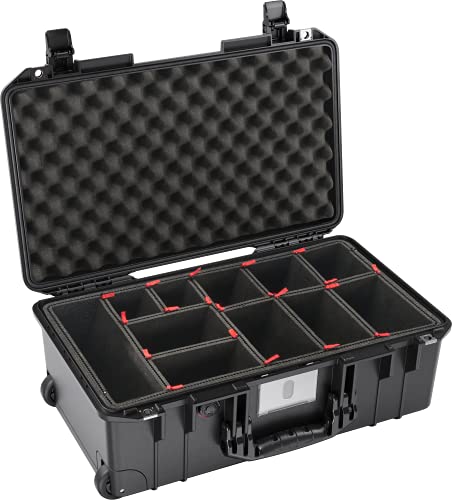 PELI 1535 Air Leichter Schutzkoffer mit Rollen mit Kamera Equipment, Wasser- und Staubdicht, 27L Volumen, TrekPak Einteilungssystem (Anpassbar), Farbe: Schwarz von PELI