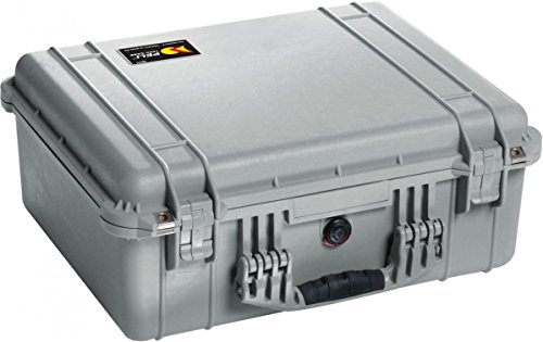 PELI 1550 Großer Schutzkoffer für Kamera, Drohne und Empfindliche Ausrüstung, IP67 Watertight, 33L Volumen, Mit Schaumstoffeinlage (Anpassbar), Silber von PELI