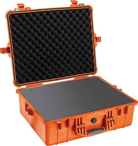 PELI 1600 Schützendes Wasserdichtes Case, IP67 Wasser- und Staubdicht, 46L Volumen, Mit Schaumstoffeinlage (Anpassbar), Orange von PELI