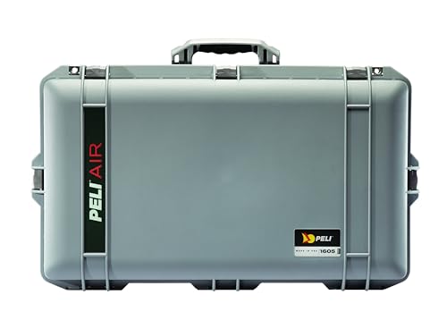 PELI 1605 Air Leichter Schutzkoffer für Kamera Equipment, Wasser- und Staubdicht, 50L Volumen, Mit Schaumstoffeinlage (Anpassbar), Farbe: Silber von PELI