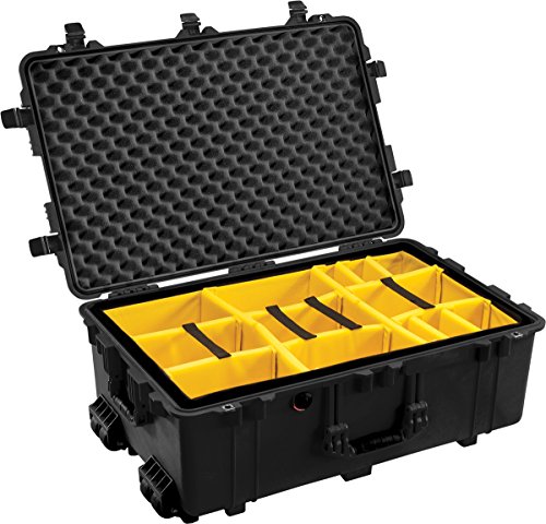 PELI 1650 Stabiler Schutzbehälter mit Gepolstertem Einteilungssystem, IP67 Wasser- und Staubdicht, 86L Volumen, Schwarz von PELI