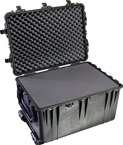 PELI 1660 Stoßfestes Case für Fragiles Equipment mit Rollen und Teleskopgriff, IP67 Wasser- und Staubdicht, 160L Volumen, Mit Schaumstoffeinlage (Anpassbar), Schwarz von PELI