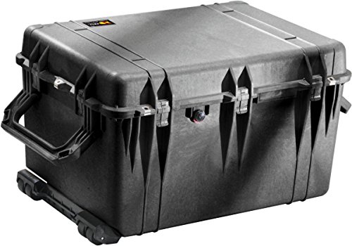 PELI 1660 Stoßfestes Case für Fragiles Equipment mit Rollen und Teleskopgriff, IP67 Wasser- und Staubdicht, 160L Volumen, Mit Schaumstoffeinlage (Anpassbar), Schwarz von PELI