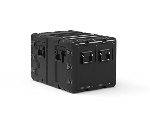 PELI HARDIGG 7U Blackbox Rack Mount Case, mobiles 19" Rack-Gehäuse für empfindliche Elektronik, Rackhöhe: 7 HE, Racklänge: 610 mm, Farbe: Schwarz von PELI
