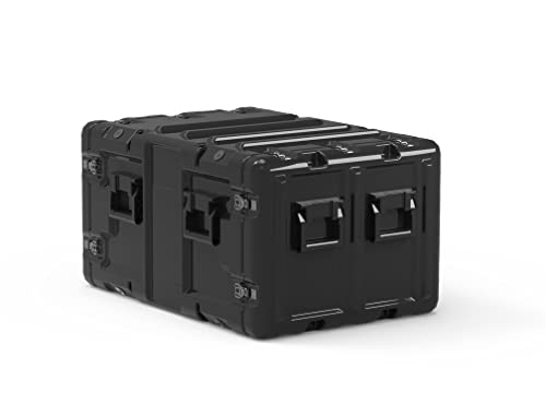 PELI HARDIGG 9U Blackbox Rack Mount Case, mobiles 19" Rack-Gehäuse für empfindliche Elektronik, Rackhöhe: 7 HE, Racklänge: 610 mm, Farbe: Schwarz von PELI