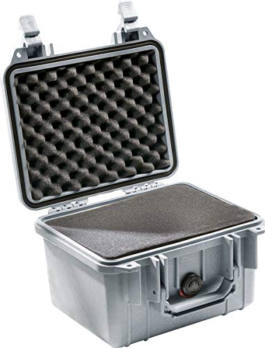 PELI Protector 1300 Professioneller Kamerakoffer, IP67 Wasserdicht, 6L Volumen, Mit Schaumstoffeinlage (Anpassbar), Silber von PELI