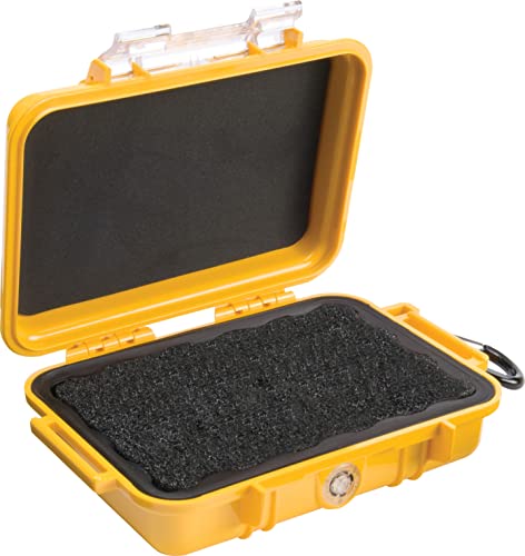 Peli 1020 Micro Case, Handlicher Schutzbehälter, IP67 Wasser- und Staubdicht, 0,5L Volumen, Gelb/Schwarze Gummieinlage von PELI