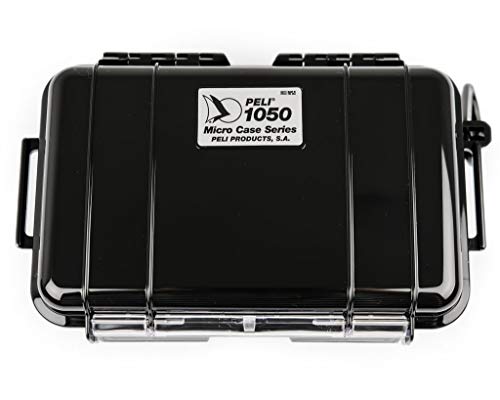 Peli 1050 Micro Case-Schützende Hartschalenbox für Kleine Gegenstände, IP67 Waterdicht, 1L Volumen, Schwarz/Schwarze Gummieinlage von PELI