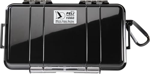 Peli 1060 Micro Case, Schwarz mit schwarzer Einlage, wasserdicht, stoßfest, mit Karabiner von PELI