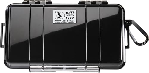 PELI 1060 Micro Case, Schwarz mit schwarzer Einlage, wasserdicht, stoßfest, mit Karabiner von PELI