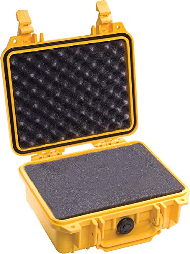 PELI 1200 Schutzkoffer für DSLR Kamera, Linsen und Accessories, IP67-Zertifiziert, 4L Volumen, Mit Schaumstoffeinlage (Anpassbar) Gelb von PELI