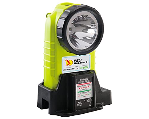 Peli 3765Z0: Wiederaufladbare LED-Handlampe, Premium-Taschenlampe, Winkelform, ATEX-Zertifiziert für Zone 0, hohe Qualität für Industrie, Handwerker, Feuerwehr, IPX4 wasserfest, 194 Lumen, Gelb von PELI