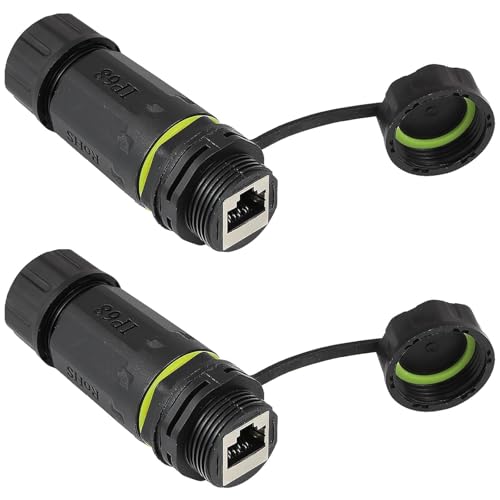 PENGLIN 2 Stück M23 RJ45 8P8C CAT7 Koppler,Geschirmte RJ45 Panel Mount Adapter Buchse zu Buchse,Kompatibel mit CAT7/6A/6/5e/5 Kabel,IP68 Wasserdichter Outdoor Ethernet Anschluss von PENGLIN