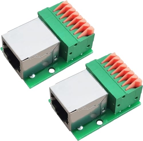 PENGLIN 2 Stück RJ45 Buchse auf 8 Polige Anschlussleiste,RJ45 8P8C Horizontale Buchse auf 8-polige Crimpklemme Ethernet Adapter mit PCB Board von PENGLIN