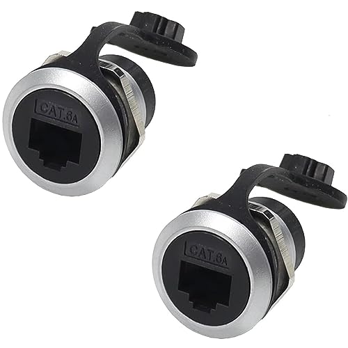 PENGLIN 2 Stück RJ45 CAT6A Geschirmter Einbaustecker, Cat5/5e/6/6A 8P8C Ethernet LAN Kabeladapter, Buchse zu Buchse Bulkhead Verlängerungsschnittstelle Adapter mit Wasserdichter/Staubkappe PENGLIN 2 Stück RJ45 CAT6A Geschirmter Einbaustecker, Cat5/5e/6/6A 8P8C Ethernet LAN Kabeladapter, Buchse zu Buchse Bulkhead Verlängerungsschnittstelle Adapter mit Wasserdichter/Staubkappe von PENGLIN