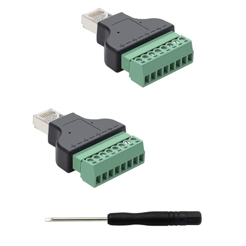 PENGLIN 2 Stück RJ45 Stecker auf 8 Pins Schraubklemmenblock Adapter für Cat7 Cat6 Cat5 Ethernet Extender CCTV Digital Internet,RJ45 8P8C Stecker auf 8 Poligen Terminal Ethernet Anschluss von PENGLIN