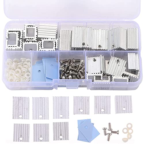 PENGLIN 30 Stück TO-220 Aluminium-Kühlkörper und Isolator/Montage-Kit für MOSFET-Transistoren, je 10 Stück von 3 verschiedenen Größen von TO-220-Kühlkörpern PENGLIN 30 Stück TO-220 Aluminium-Kühlkörper und Isolator/Montage-Kit für MOSFET-Transistoren, je 10 Stück von 3 verschiedenen Größen von TO-220-Kühlkörpern von PENGLIN