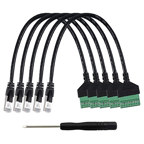 PENGLIN 5 Stück RJ45-Stecker auf 8-poligen Schraubanschluss für Cat7/Cat5/5e/6 Ethernet Extender CCTV Digital Internet, RJ45-Stecker auf 8-polige Ethernet-Stecker von PENGLIN